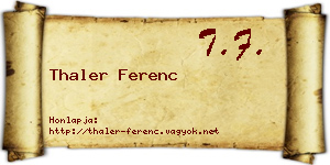 Thaler Ferenc névjegykártya